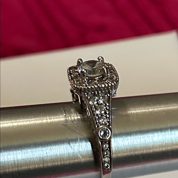 Victorian Sterling Silver Ring with 0.5 Carat Center Cubic Zirconia. Size 6.25 - Picture 7 of 9